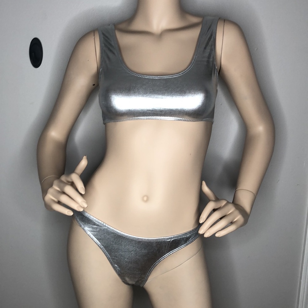 SILVER METALLIC 2 PIECE SWIM SET - Picture 10 of 13